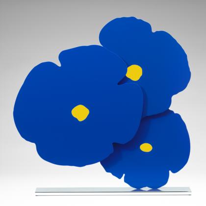 Click to enlarge Blue with Yellow Poppies